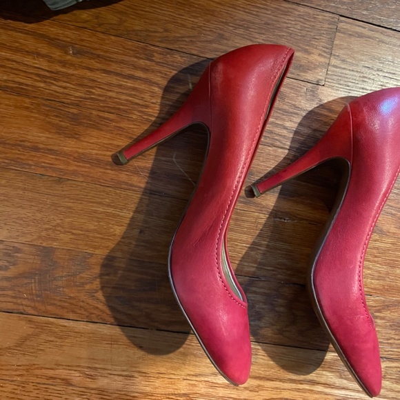 JCrew Red Leather High Heels Shoes Womens 8 - Picture 4 of 5